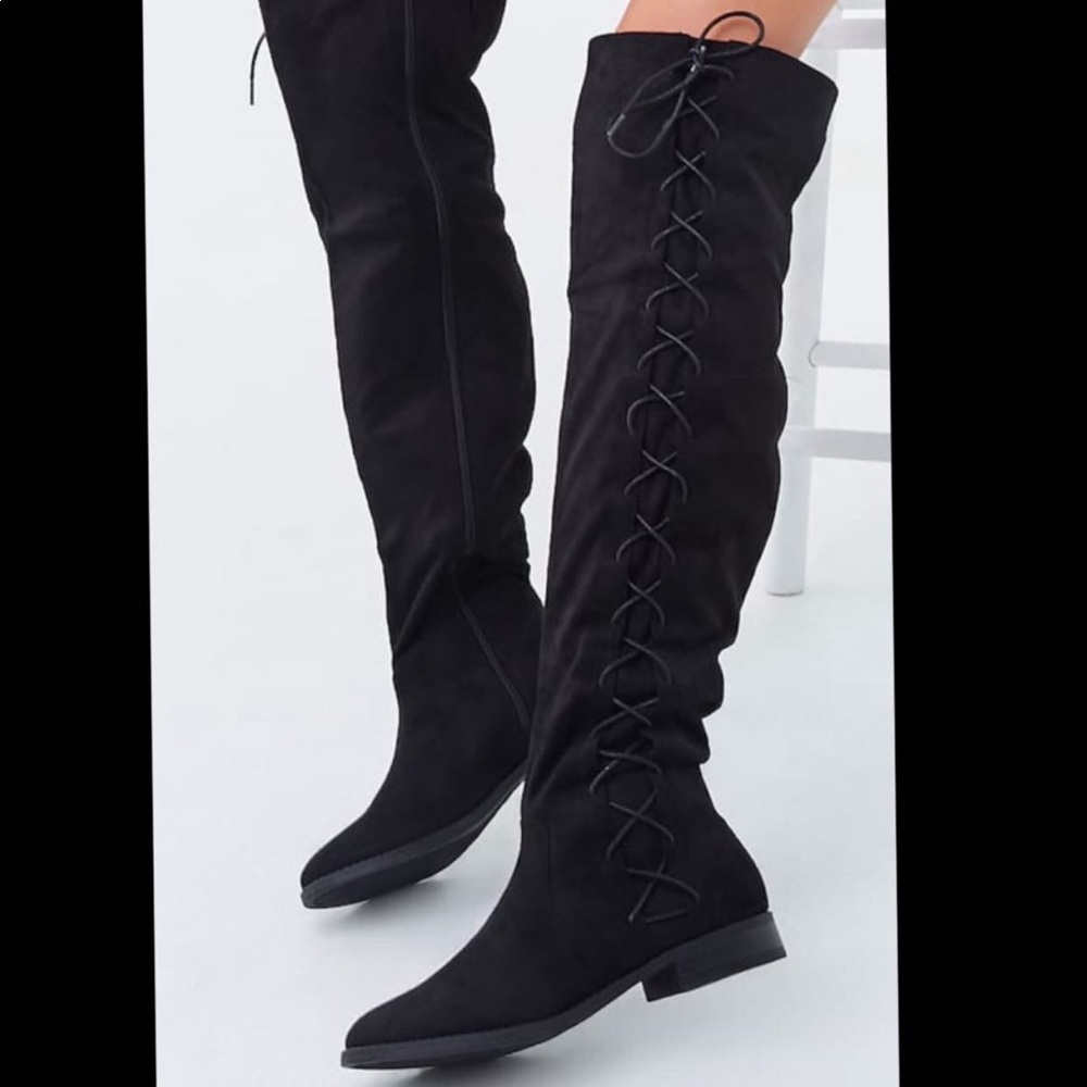 Forever 21 lace up over the knee boots